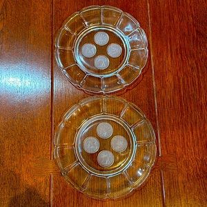 2 vintage Fostoria coin 8” glass plates